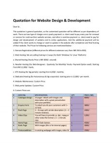 website design quotations quotation for website design