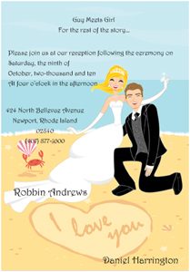wedding invite formats heart in the sand wedding reception invitations
