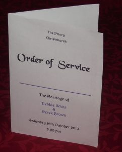 wedding order of service order of service covers personalised wedding elegant design various colours x p