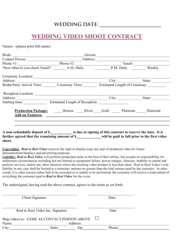 wedding photographer contract