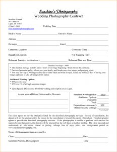 wedding photographer contract wedding photography contract template
