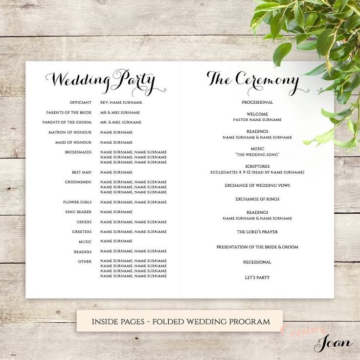 wedding program template free