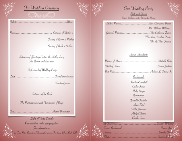 wedding programme design