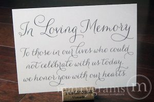 wedding reception program memory of lost loved ones