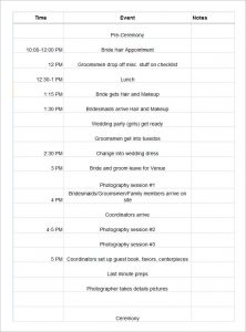 wedding schedule template free wedding day schedule template