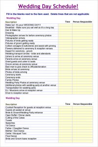 wedding schedule templates wedding day scheduel template