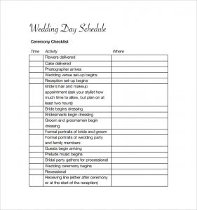 wedding schedule templates wedding schedule to download