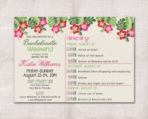 wedding weekend itinerary template bachelorette party weekend invitation and itinerary custom printable x