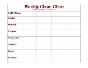 weekly chore chart blank weekly chore chart template