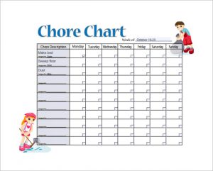 weekly chore chart sample weekly chore chart template