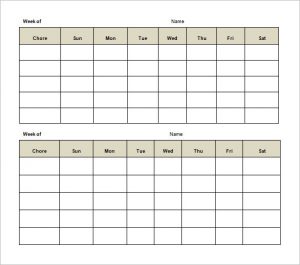weekly chore chart template free kids weekly chore chart word template download