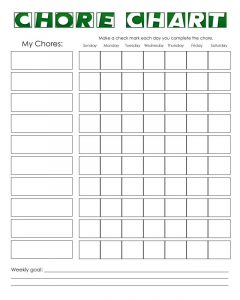 weekly chore chart template free printable chore chart templates