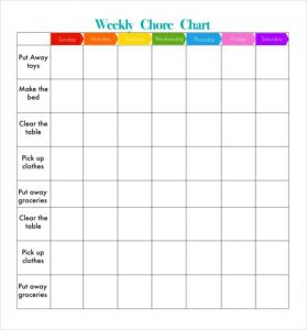 weekly chore chart template free weekly chore chart template