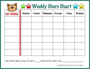 weekly chore chart tiger weekly chore border