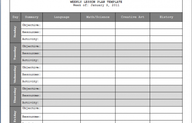 weekly lesson plan template lesson plan template updated