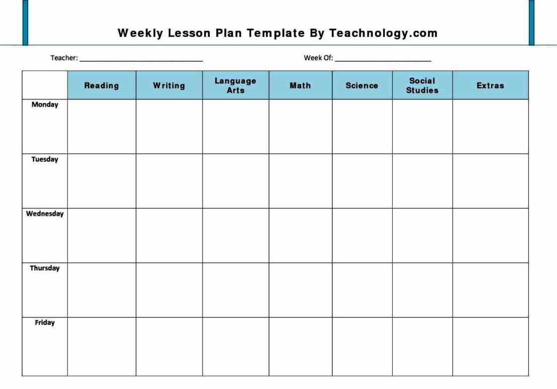 weekly lesson plan template pdf