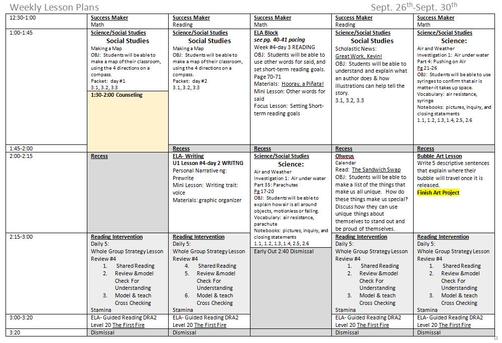 weekly lesson plan template pdf
