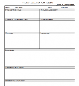 weekly lesson plan template word proforma a