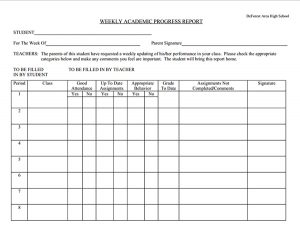 weekly progress report template student weekly progress report template