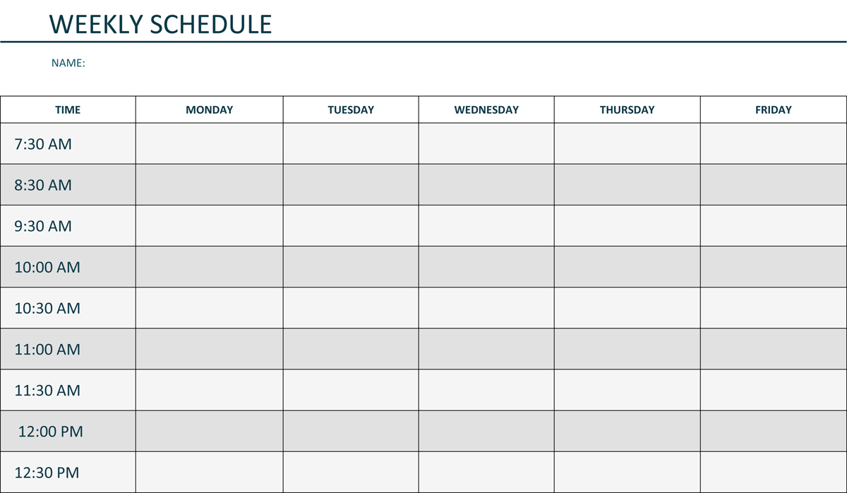 weekly schedule template word
