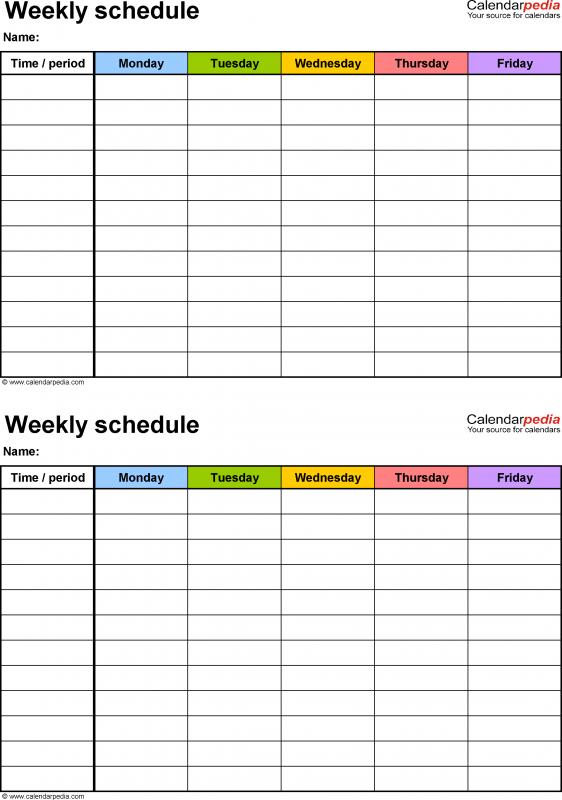 weekly schedule template word