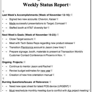 weekly status report template business templates employee weekly accomplishment status report x