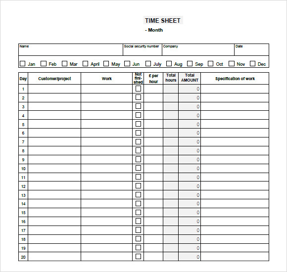 weekly time sheets