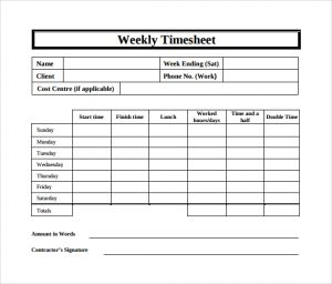 weekly timesheet template download weekly timesheet template