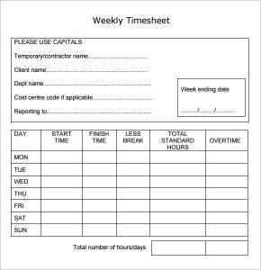weekly timesheet template employee weekly timesheet template