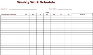 weekly work schedule template employee weekly work schedule template