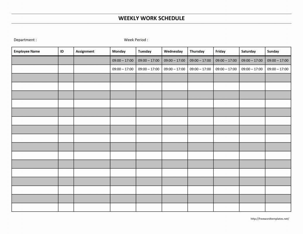weekly work schedule template