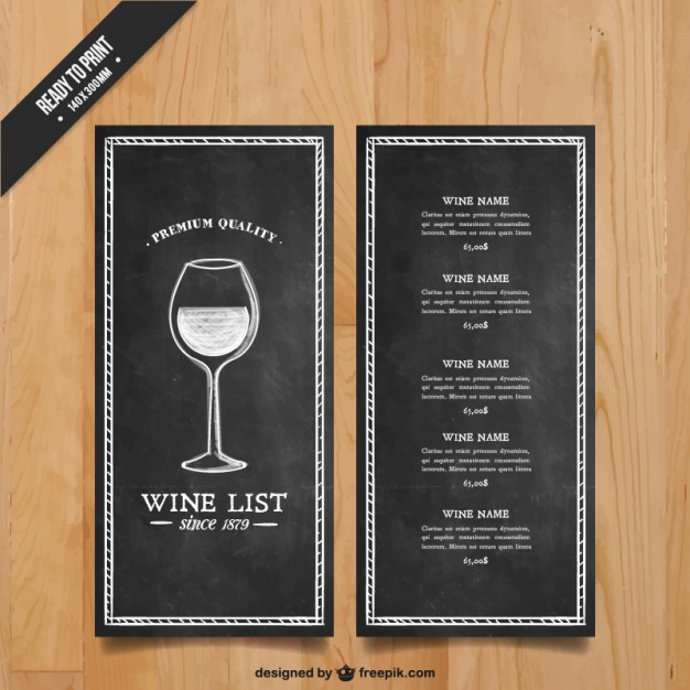 wine list template