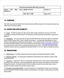 work instruction template earth science enterprise office work instruction template