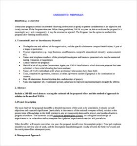 work proposal template nasa unsolicited proposal template