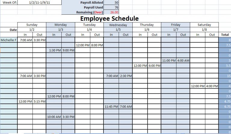 Work Schedule Template | Template Business