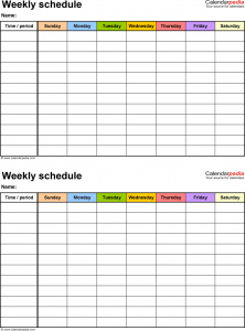 work schedule template weekly work schedule