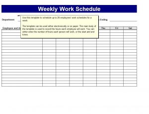 work schedule template weekly work schedule template