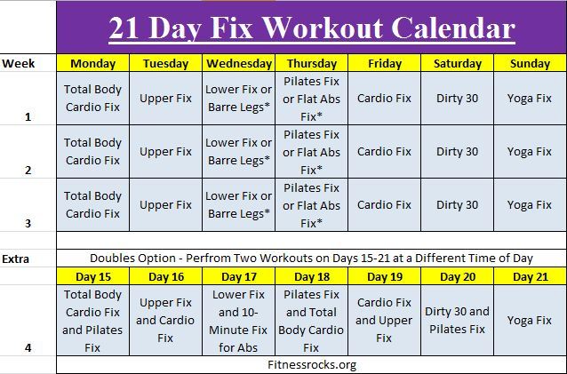 workout calendar free