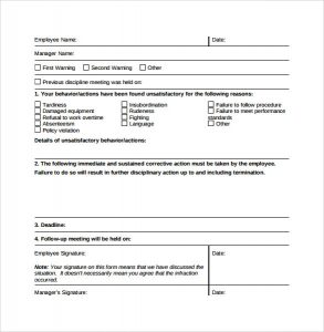 write up at work example for employee write up form