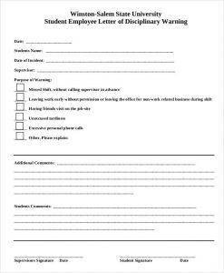 write up form student employee disciplinary warning form