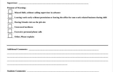 write up form student employee disciplinary warning form