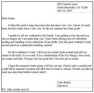 writing a letter format friendly letter sample