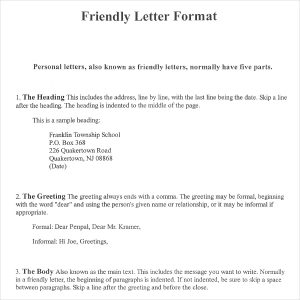 writing a letter format friendly letter writing format pdf free download
