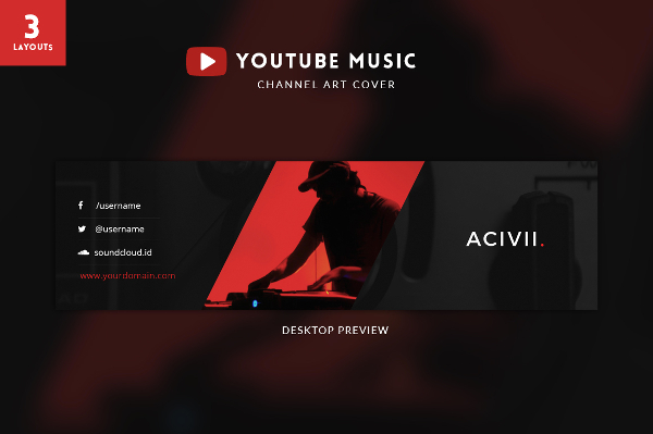 youtube channel art template psd