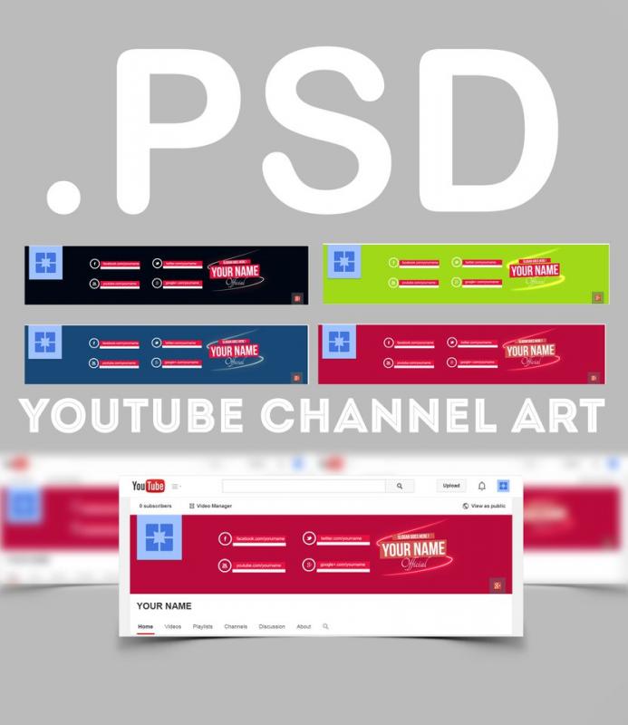 youtube channel art template psd